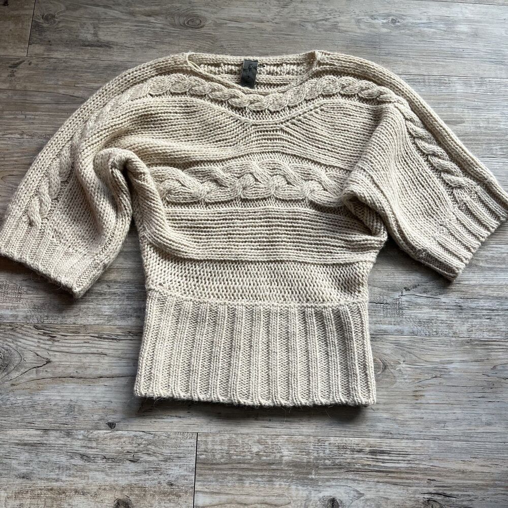 Anthropologie Cream Cable Knit Sweater